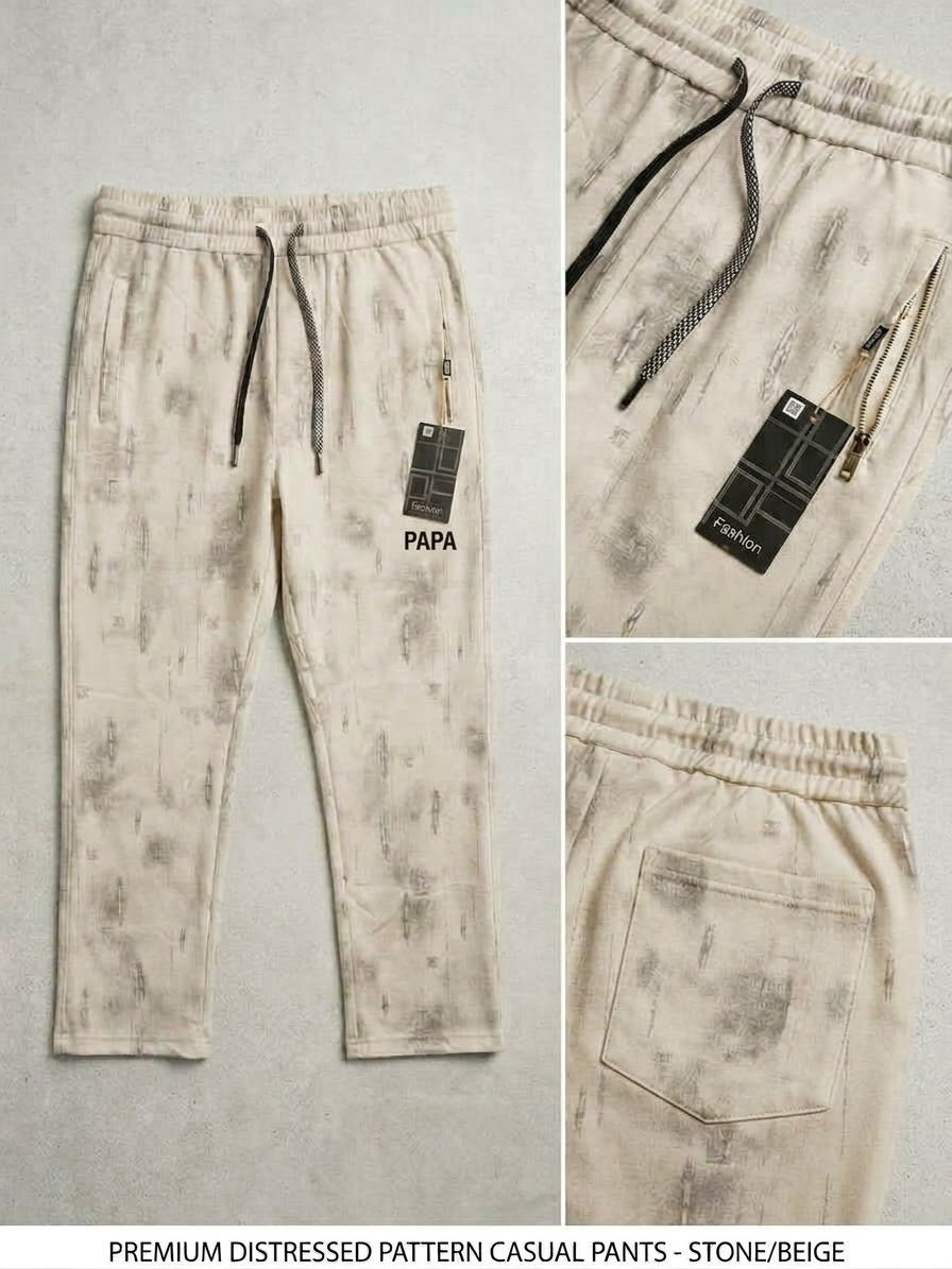 Premium Distressed Pattern Casual Pants