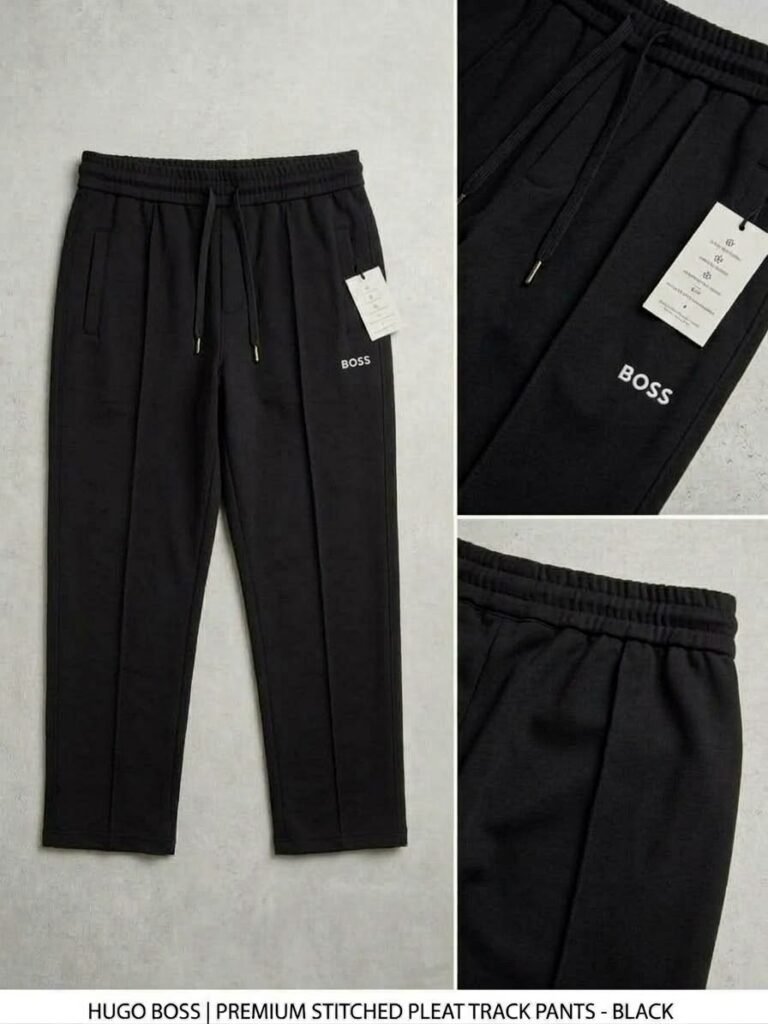 Premium Stitched Pleat Track Pants - Black
