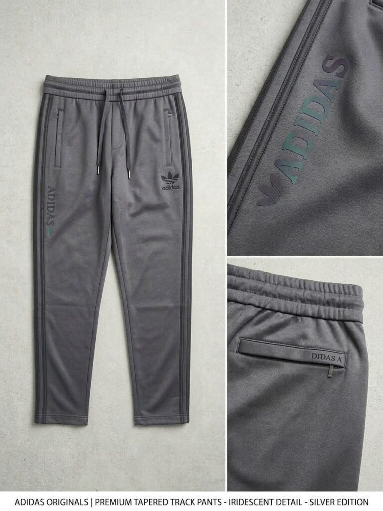 Premium Slim-Fit Athletic Track Pants – Grey with Metallic Accent Price